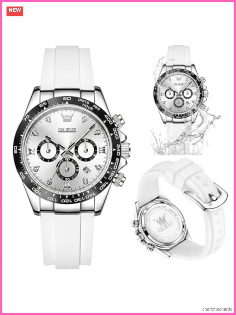 Luxury Chronograph Women's Watch Silicone Strap 38mm Waterproof Luminous